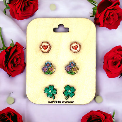 Stud Earrings (3 Pair)