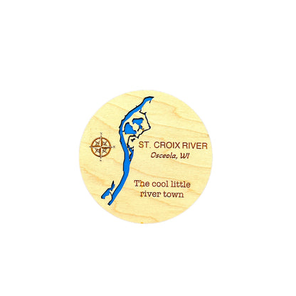 Custom Lake & River Maple Wood Magnet | Personalized Lake Gift