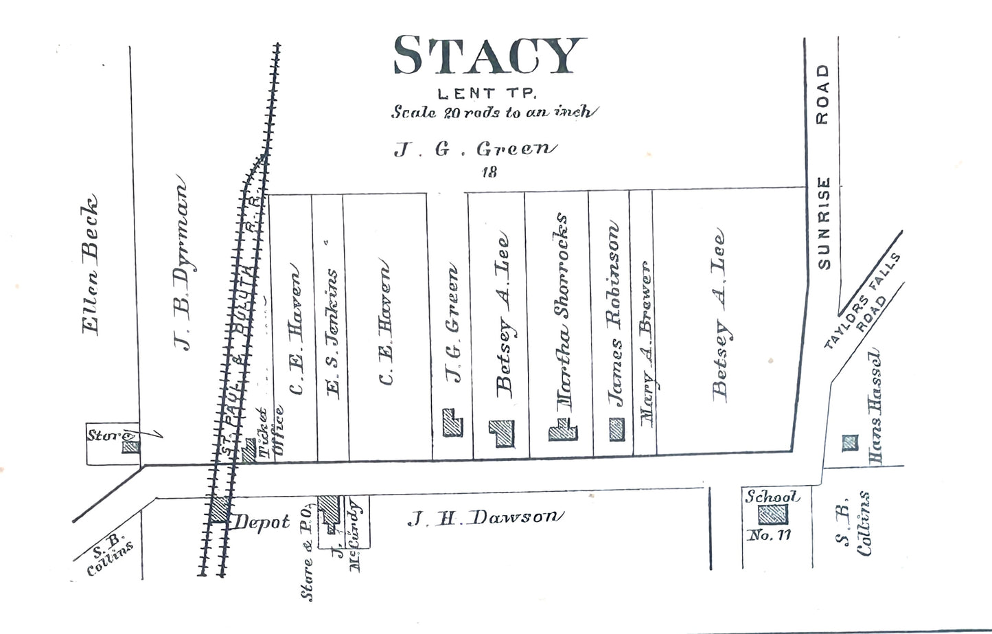 Historical Map Art - Towns in Chisago County MN