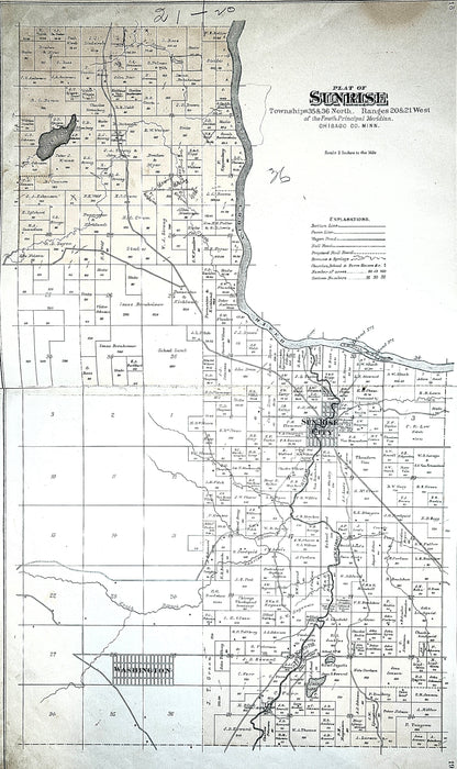 Historical Map Art - Towns in Chisago County MN