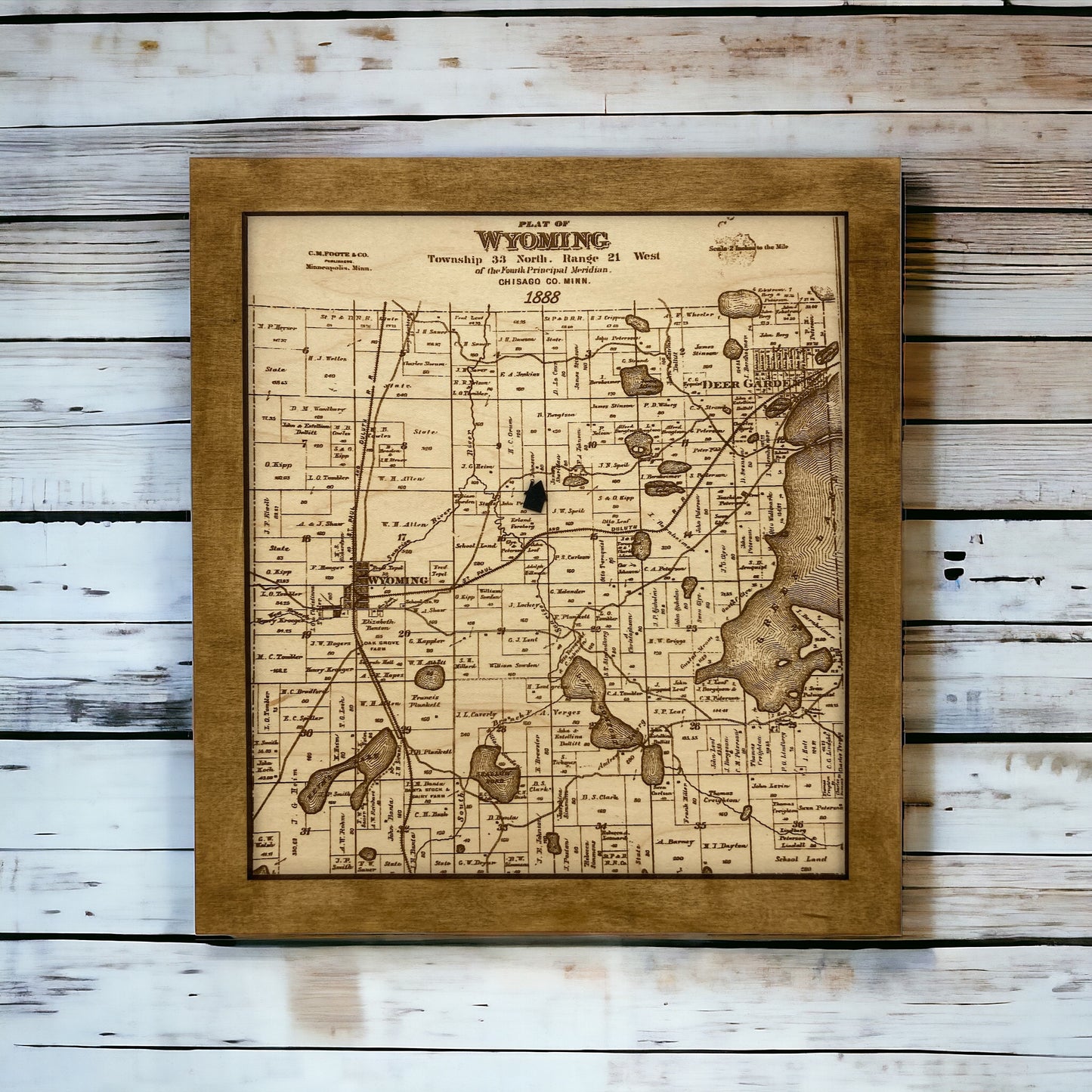 Historical Map Art - Towns in Chisago County MN