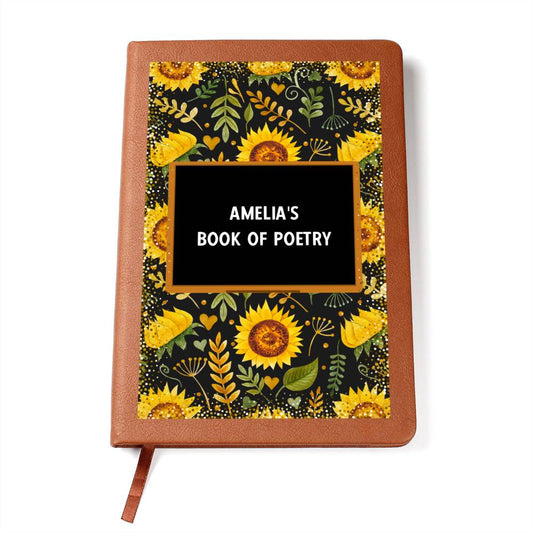 Personalized Sunflower Lined Journal, For Poetry, Music, Inspirational Journaling, or Diary Notebook