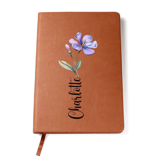 Blossom Blooms - Customized Birth Month Flower Journal, Personalized Birth Flower Gift, Gift for Her, Birth Flower Diary, Leather Floral Notebook