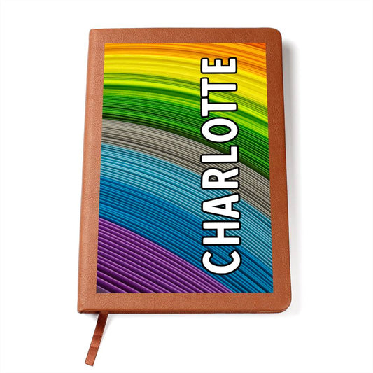 Personalized Women's Journal, Rainbow Notebook, Blank Lined LGBTQ+ Pride Vegan Leather Journal