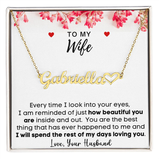 To My Wife With Love Custom Name Heart Necklace